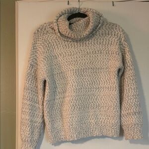 Cozy White + Grey Turtleneck Sweater
